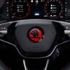 1Pcs 43mm Car Steering Wheel Emblem Sticker Skoda Logo Auto Interior Decal Badge For Skoda Octavia Superb Rapid Kamiq Karoq Kodiaq