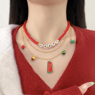Exquisite Holiday Jewelry Set: Cross-Border Christmas Necklace with Bells & Snowman, Perfect for Autumn/Winter