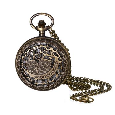Eule Tasche Antike Taschenuhr Anhängeruhr mit Halskette Bronze Perfektes Geschenk für und White Day Uhr, Analog, Wasserdichte Kette, - Geburtstage,