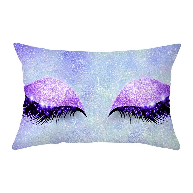 Peach Skin Waist Pillowcase Eyelash Print Cushion Cover Sofa Office Cushion Cover