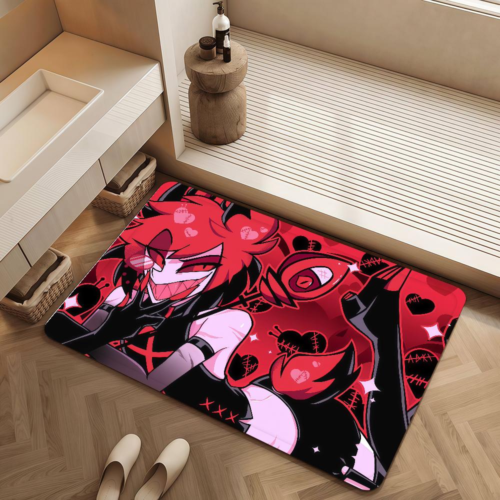 Door Comedy Mat Bedside Entrance Bath Hotel Floor Decoration Corridor Door Mat Black H-Hazbin Carpet Cartoon Living Room Balcony