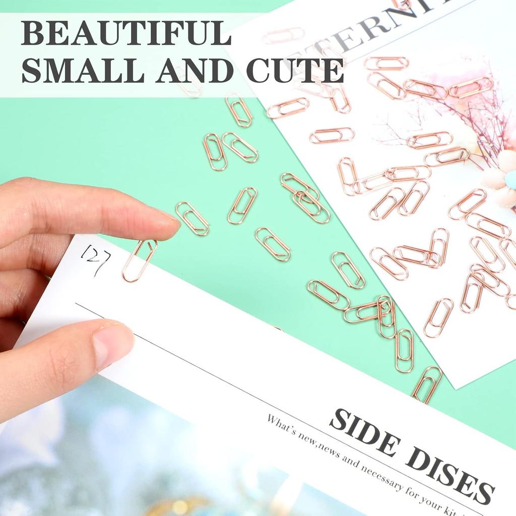 100 Pieces Metal Mini Paper Clips 0.59inches (15mm) Finish Steel Tiny Paper Clips Journaling Decorative Small Paper Clips Clamps Office Paperclip for