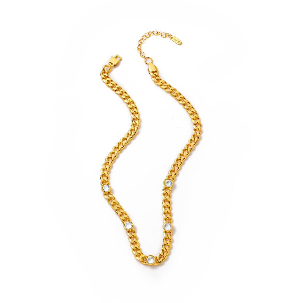 Titanium Steel Bracelet Fashion Personality Hip Hop Zirconium Necklace Furnace Vacuum Plating Gold Color Retention