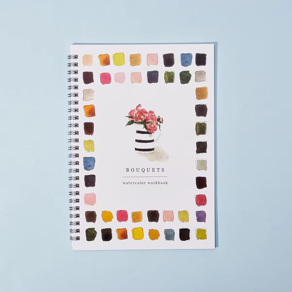 Watercolor Workbook: Flowers & Birds Cross-Border Explosive Practice Book