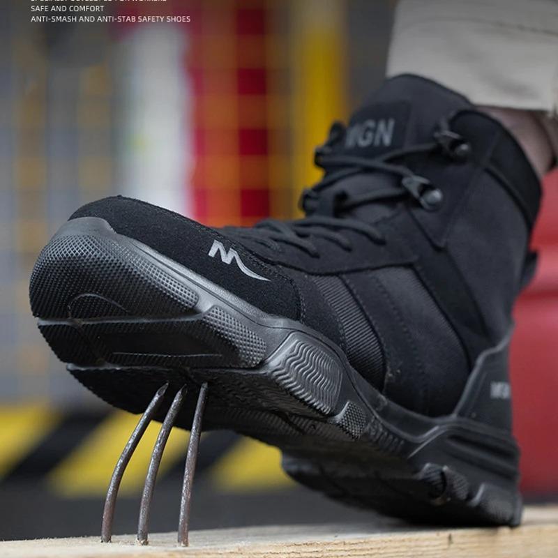 Fashion Work Safety Shoes Men CE Certified Steel Toe Safety Shoes Non Slip Lightweight Steel Toe Anti-Slip Women's Protection Work Boots