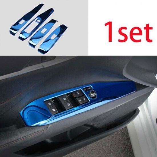 Steel For Toyota Camry 2018- Window Lift Lock Switch Panel Trim Blue 4PC