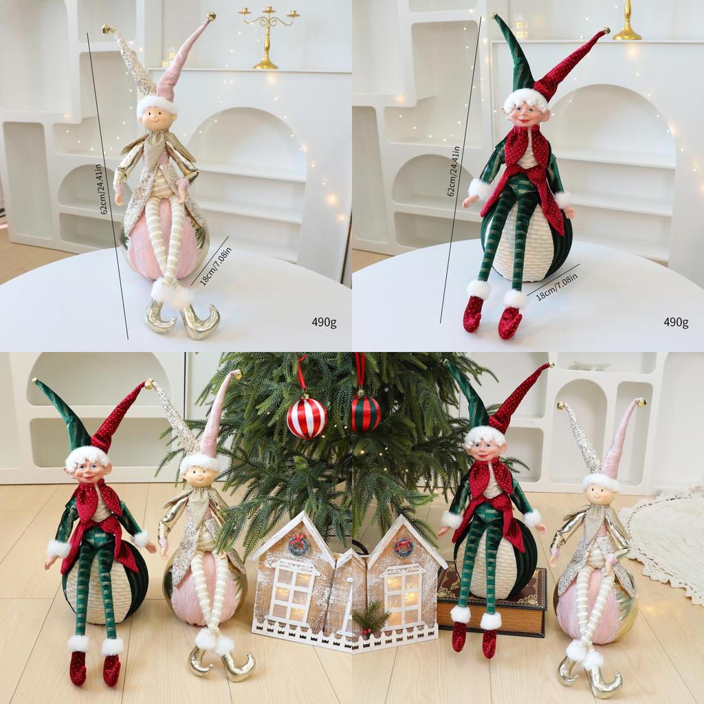 Christmas Elf Decor Plush Fabric Ornaments For Holiday Tree And Hotel Window Display