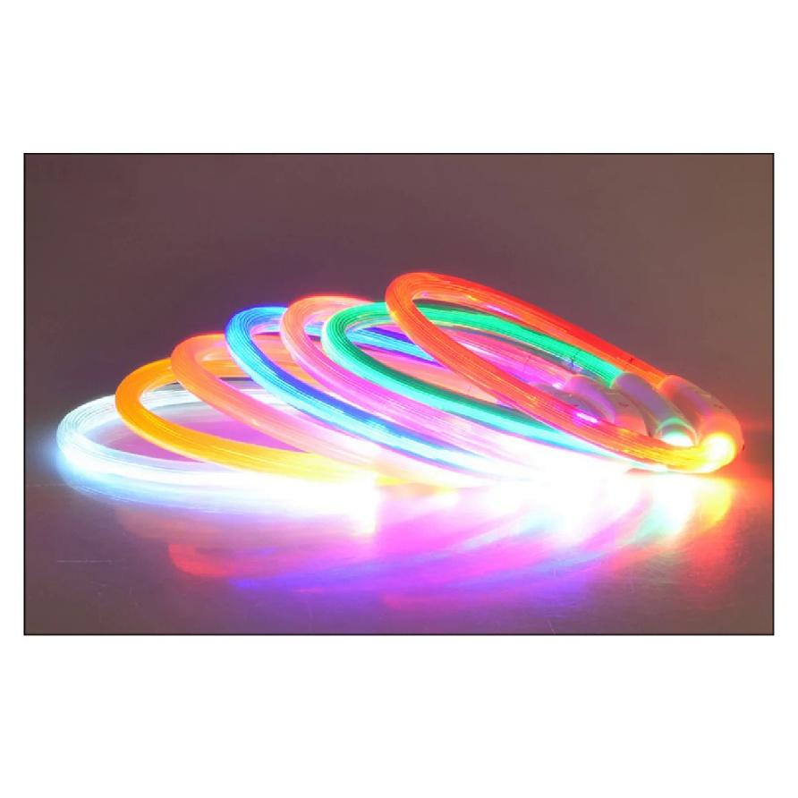 Solid Rechargeable Optical Fiber Led Light Dog Collar 3 Modes Luminous Night Safety Flashing Glow Loss Prevention Pet Accessorie