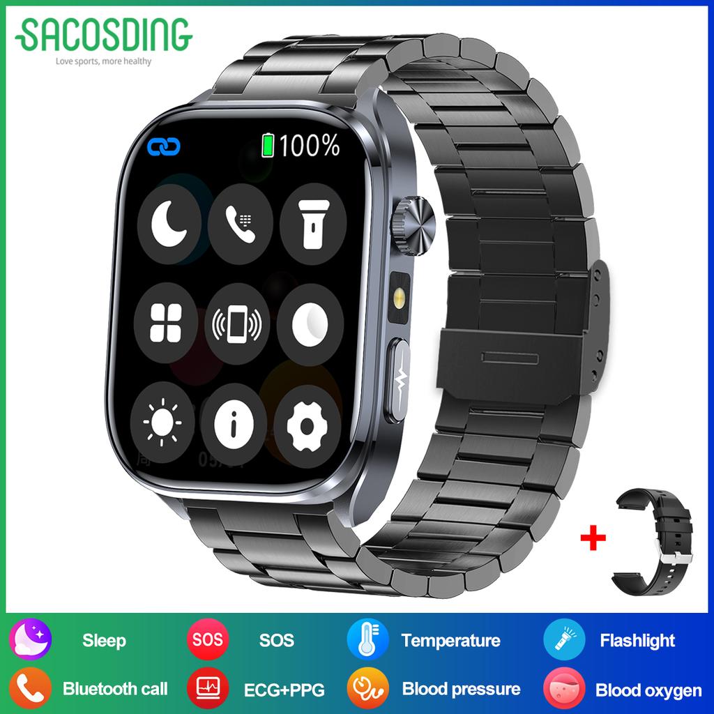 SACOSDING AI Health SmartWatch for Men Women with Flashlight 2.5D UI Voice Bluetooth Call Smart Watch Fitness Tracker