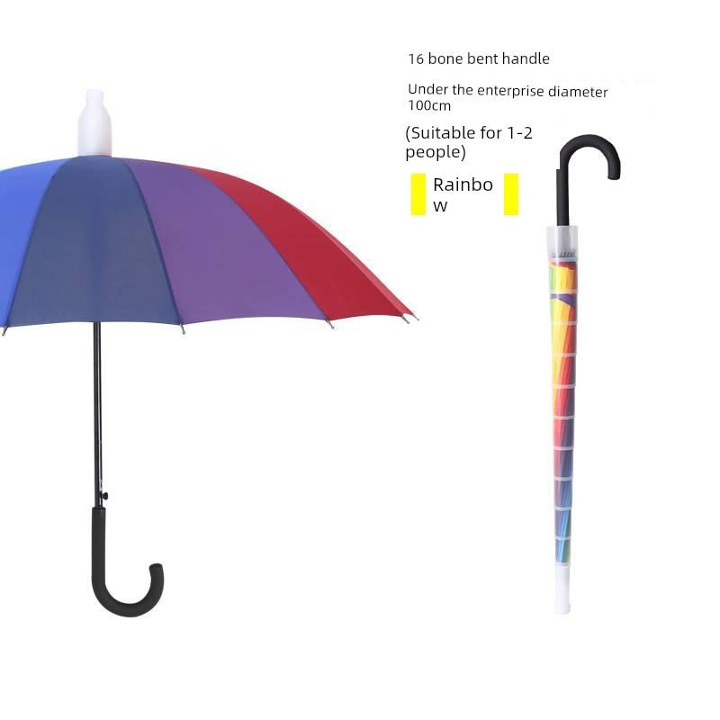 Waterproof Umbrella for Men and Women, Double Automatic Large Car-Mounted 16-Rib Long Handle Umbrella, Oversized Black Umbrella for Men and Women