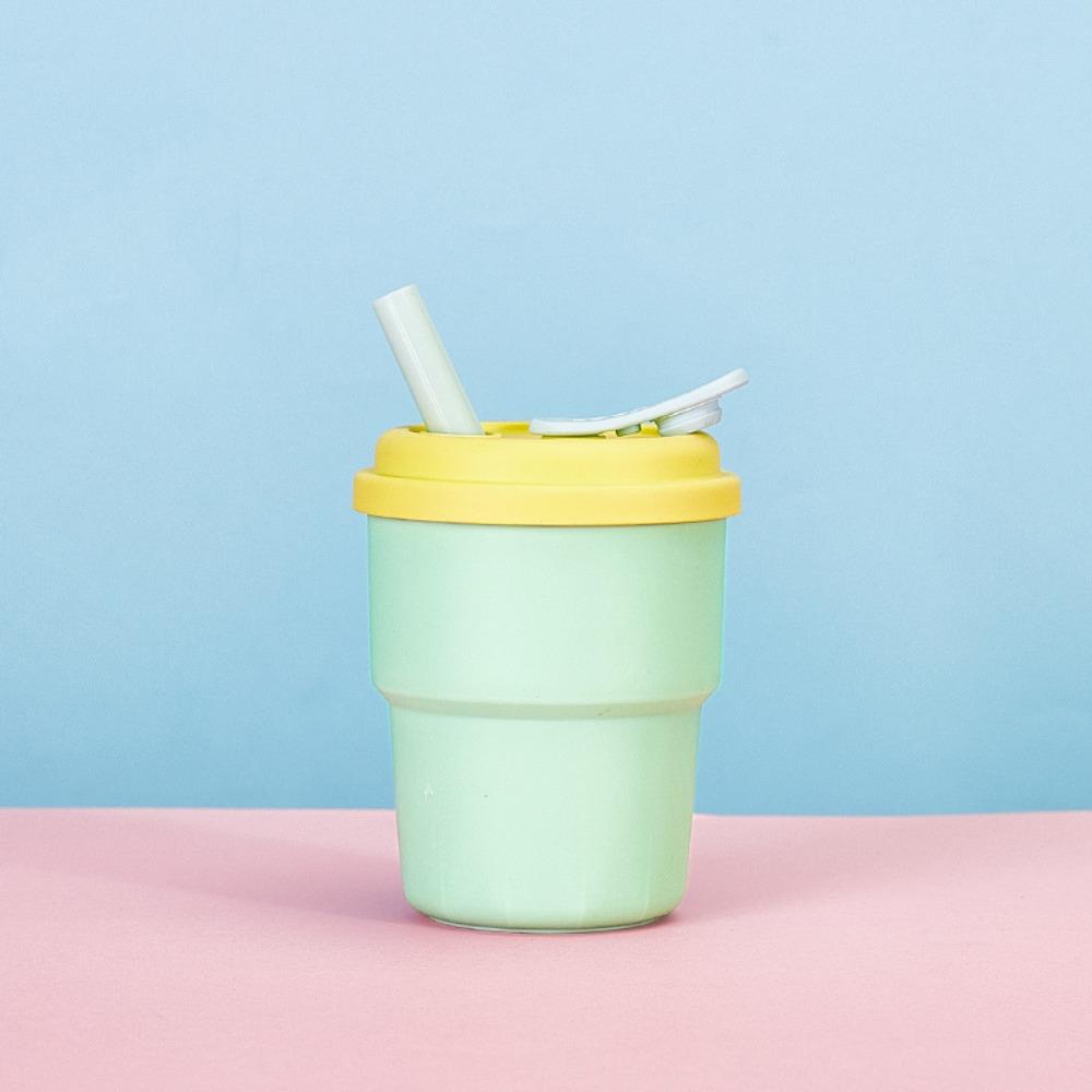 380ML Silicone Water Cup Portable Cute Children's Plastic Cup with Straw Leakproof Sport Water Bottle Children Birthday Gift