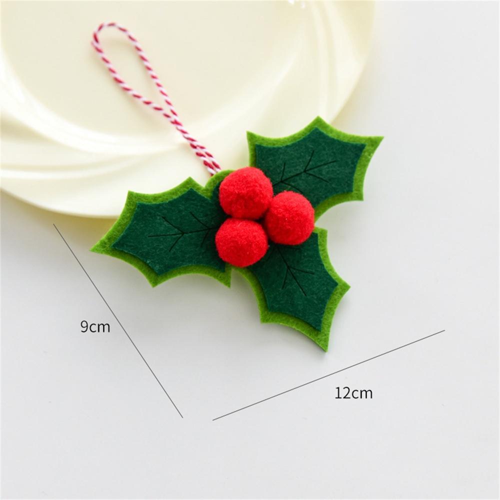 Christmas Bow Decoration Red Fruit Berries Green Leaves Hanging Ornaments DIY Xmas Trees Pendant for Holiday Home Party Decor