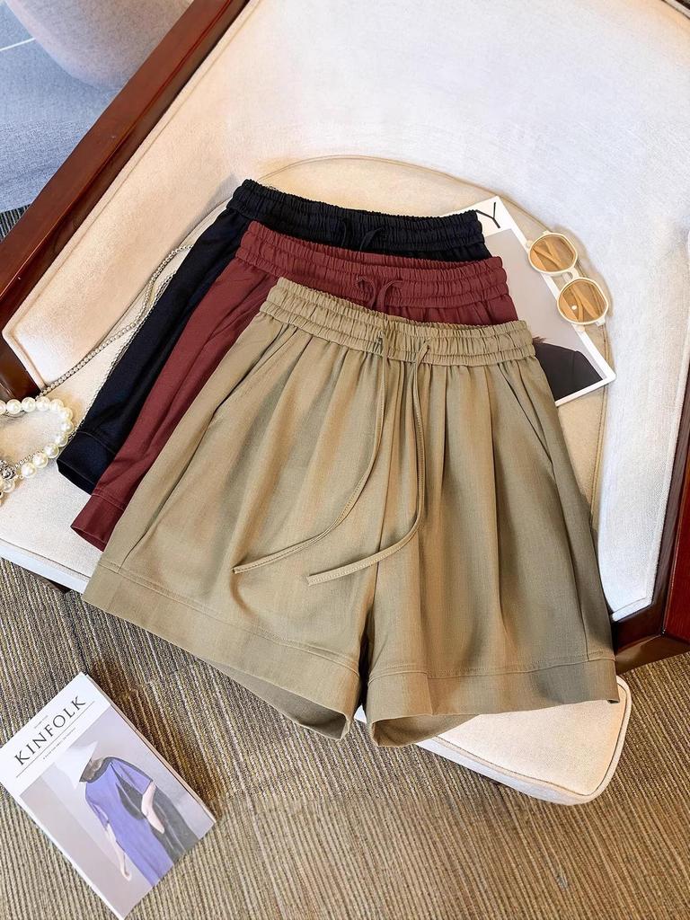 Summer Slimming Elastic Waist Wide-Leg A-Line Shorts