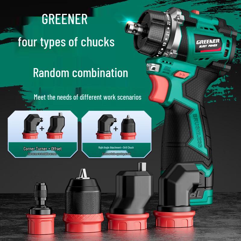 Green Forest 16,8V Akku-Schlagbohrschrauber-Set mit bürstenlosem Motor und CN-Stecker (Adapter enthalten)