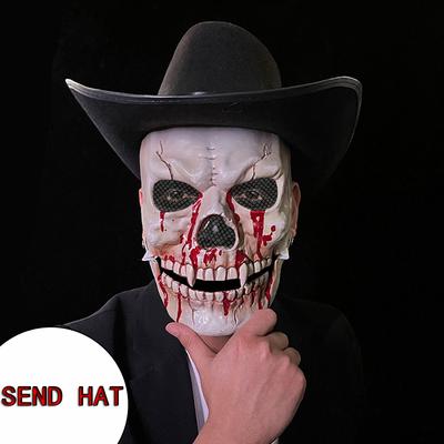 Give A New Hat Halloween Simulation Moving Mouth Skull Mask Plastic Costume Props Mask Scary Skull Cap.