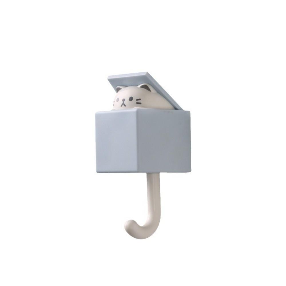 Punch Free Cute Cat Wall Hook Self Adhesive Cartoon Decor Hooks Wall Hanger For Keys Bags Towels