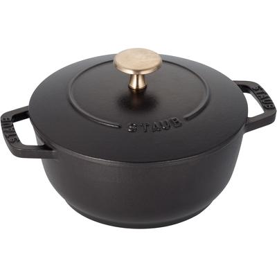 Sort S Tovejs Håndtag Støbejernsgryde Emaljeret Risvarmer 1 Kop IH Kompatibel Japansk "Wanabe 16cm" [Autoriseret Produkt] Wa-NABE 40501-000