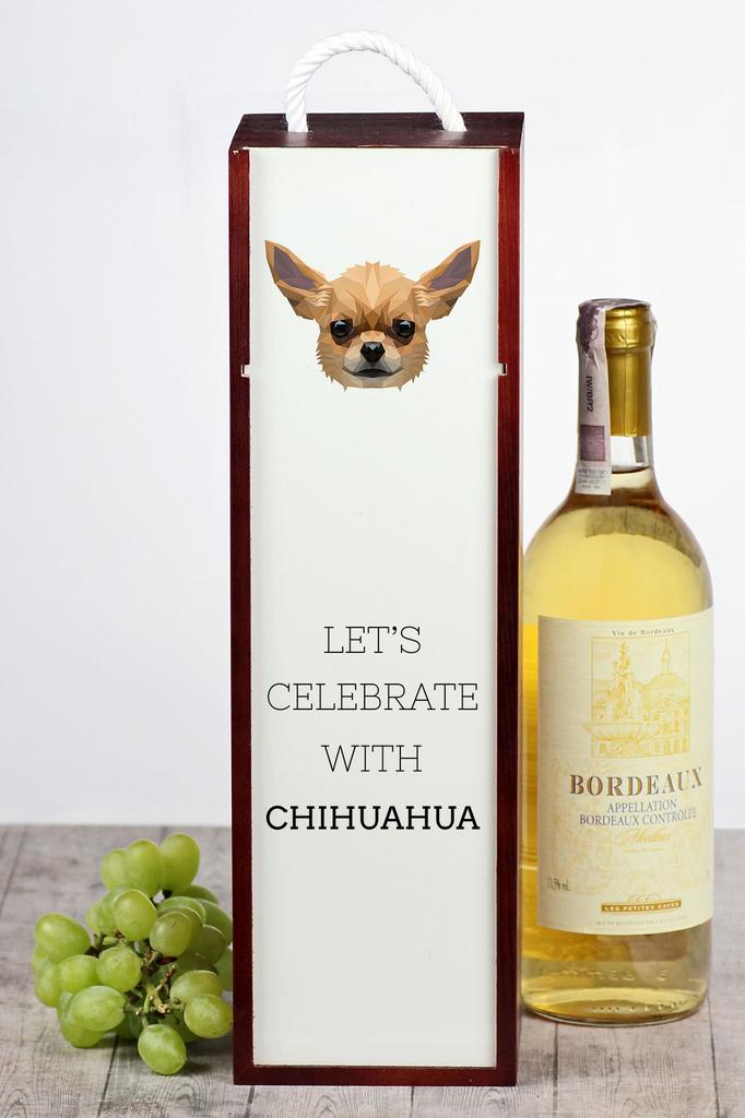 Kurzhaariger Chihuahua - Geometrische Box Mit Foto Und Schriftzug Für Wein Marke Art-Dog