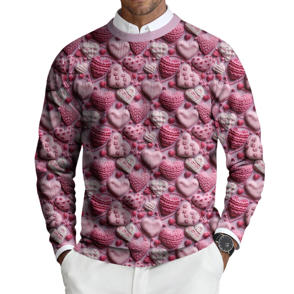 Men's Round Neck Long Sleeve Ribbed Knit Pullover