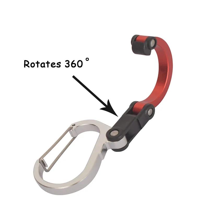 Multifunktionaler Hybrid-Getriebeclip-Karabiner, 360 Grad drehbarer Haken, starke Schnalle, Camping, Wandern, Reiserucksack, Outdoor-Gadget