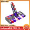 Upgraded Double Soft Roller Brush Head with LED Light For Dyson V7 V8 V10 V11 V15 Vacuum Cleaner Part Free Rotatable Floor Brush