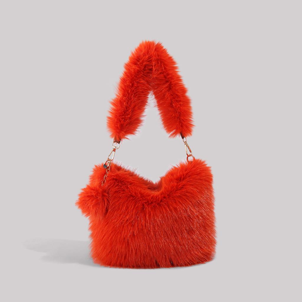 Unterarmtasche flauschige Tasche Damen 2025 Winter neu Nischenmode Handtasche einzelne Schulter lässige Plüschtasche