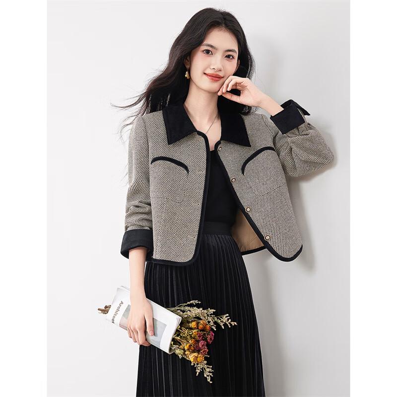 Xinfeiyu Spliced Color-Block Lapel Jacket L