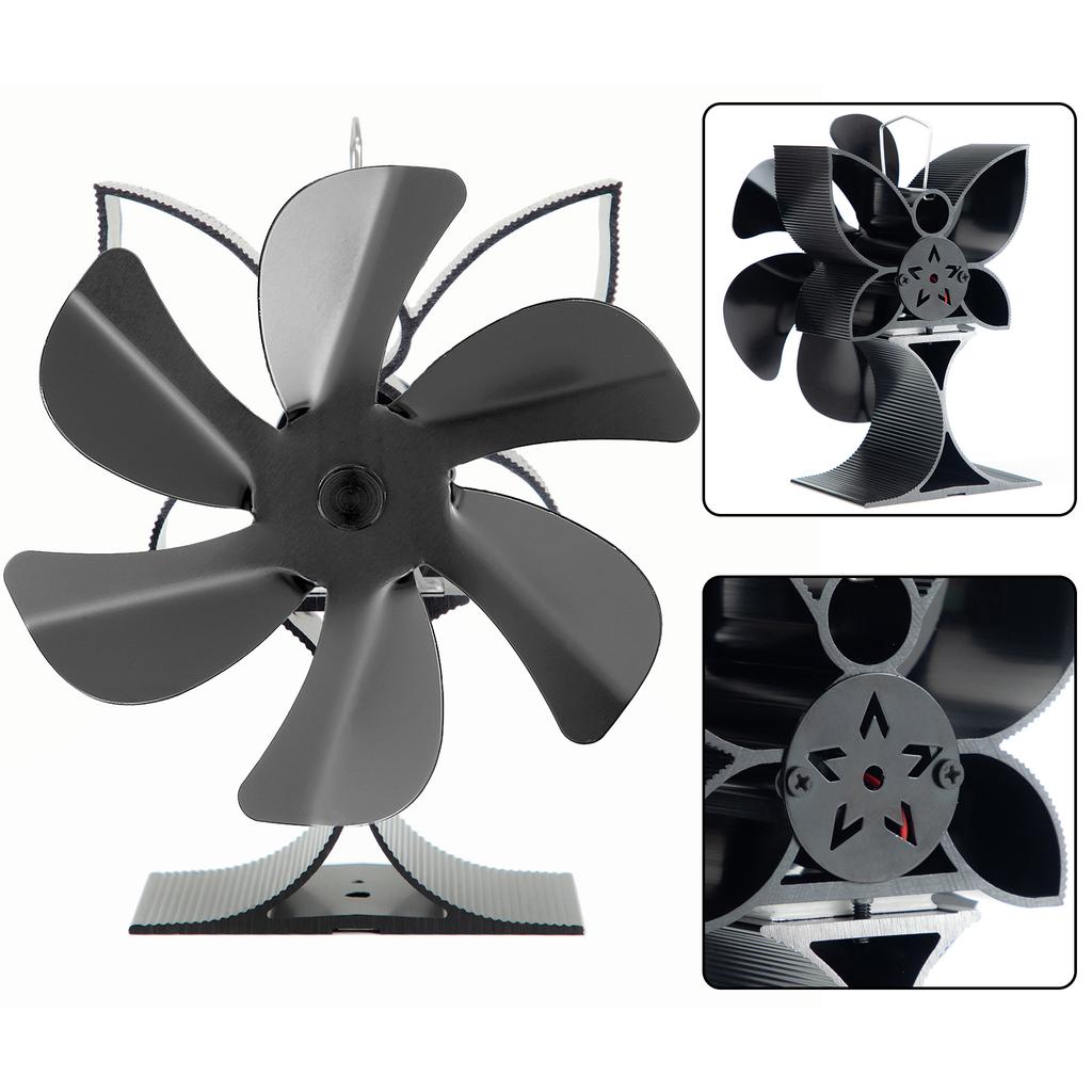 6 Blade Fireplace Fan Powerless Heat Powered Stove Fan Silent Operation for Enhanced Heat Distribution and Comfort