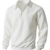 Men's Cable Knit Half-Zip Polo Sweater, Casual Long Sleeve Knit Top