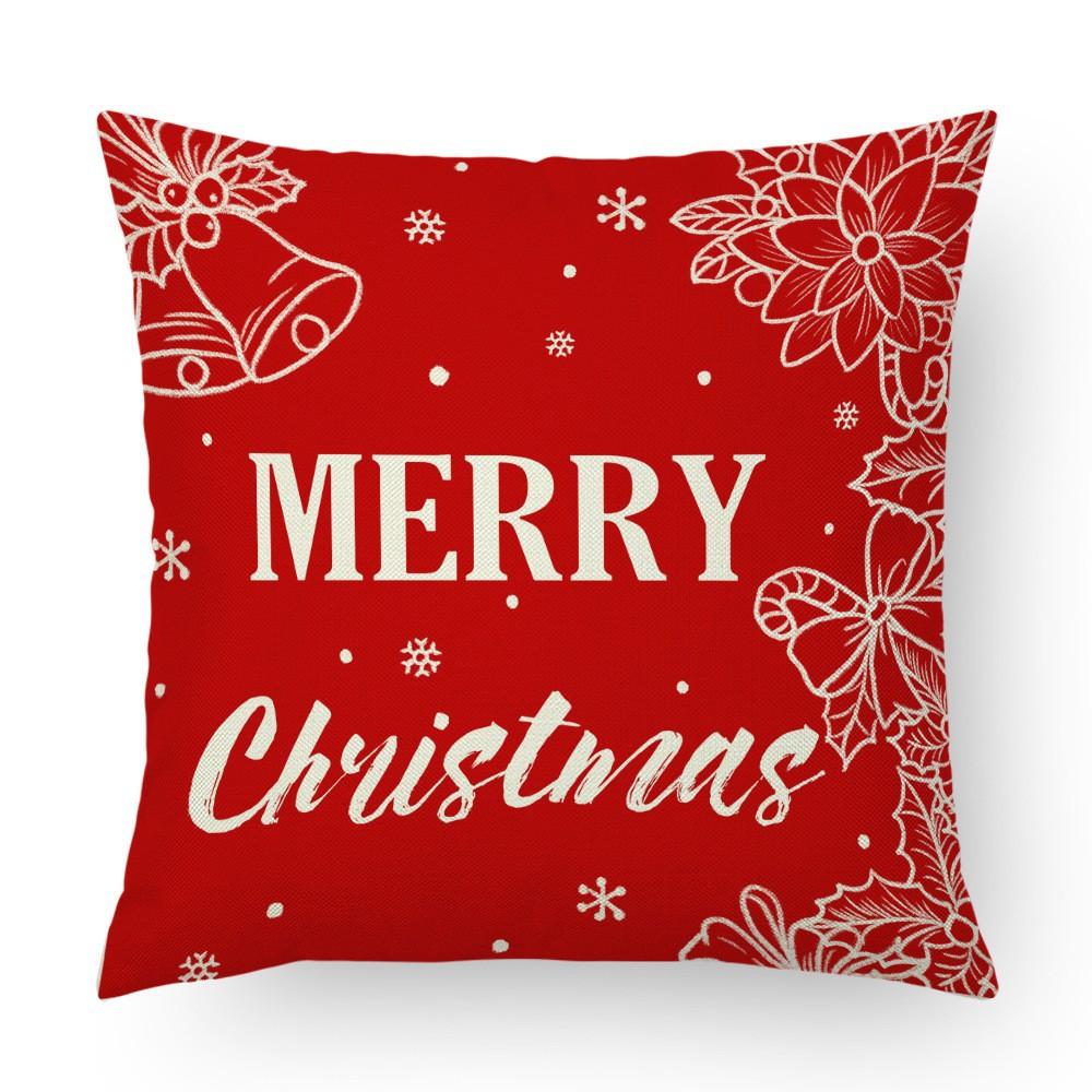 New Linen Short Plush Printed Elk Christmas Pillowcase Home Sofa Cushion Cover