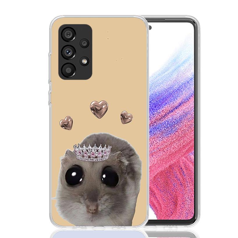 Funny Sad Hamster Meme Phone Case For Samsung Galaxy A52 A32 A22 A12 A02S A50S A30S A51 A31 AA71 Note 20 Ultra 10 S10 Plus Galax