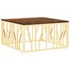  Coffee Table, Gold, Stainless Steel and Solid Reclaimed Wood