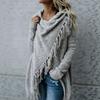 Damen Strickpullover mit Fransen, Lockerer Halsausschnitt, Langarm, Lässiger Pullover mit Struktur