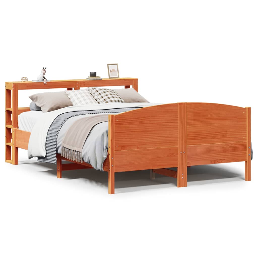 Solid Wood Bed without Mattress Wax Brown 140 x 200 cm Pine Wood