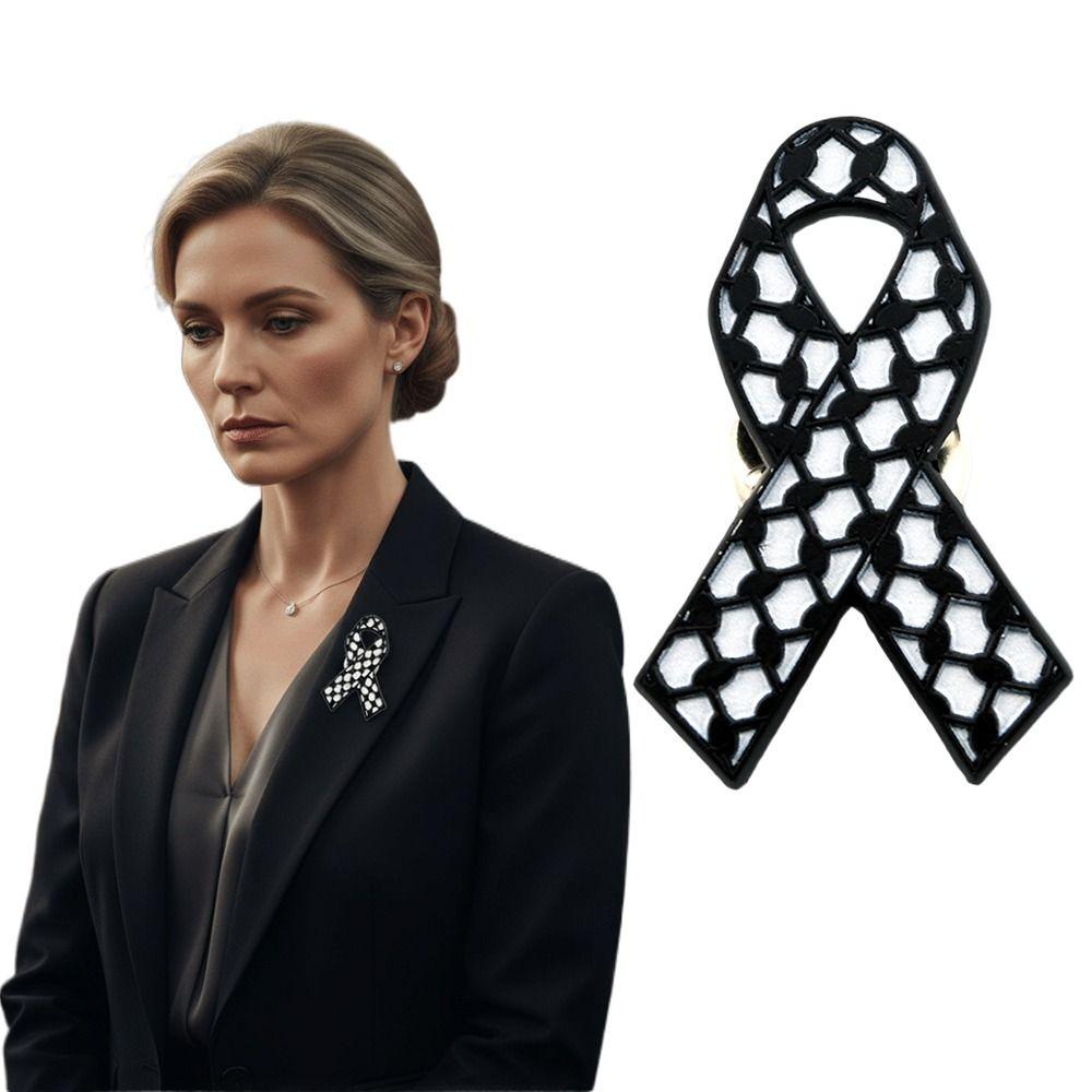 Queen Mother Memorial Black Ribbon Brooch Souvenir Alloy Badge Accessory Dress Coat Accessories