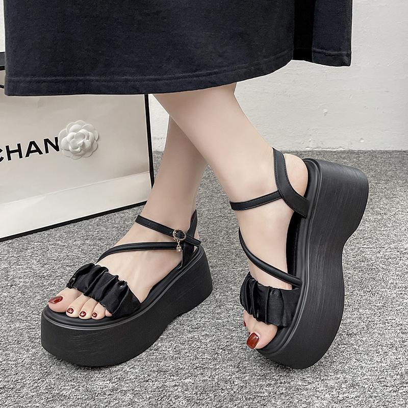 Fashion Fashion Woman Gladiator Sandals Ladies Wedge Shoes Female Belt Buckle Platform Shoes Women Intersect Straps Thick Bottom Sandals