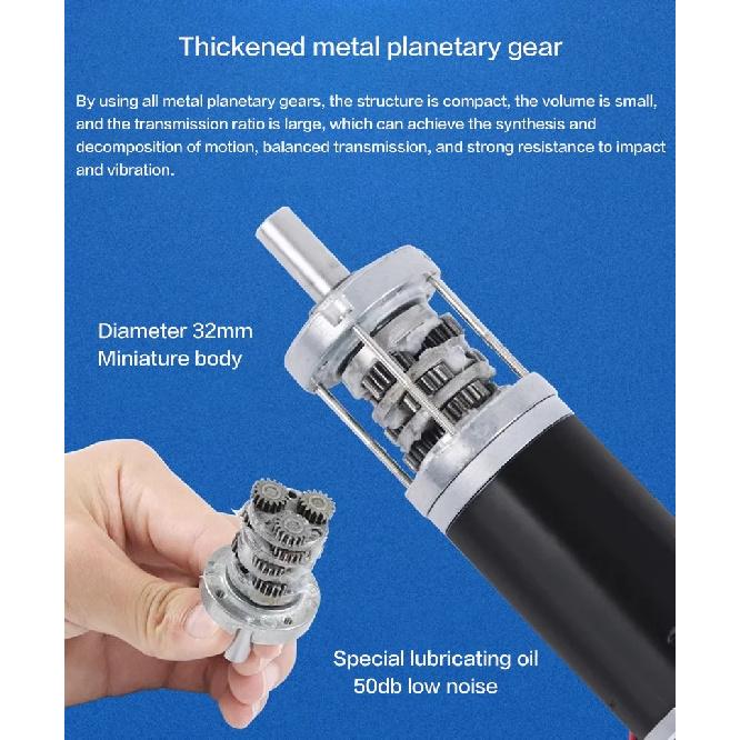 32GP-31ZY 12V 24V 11-1538RPM 32mm High Quality Planetary Gearbox Reducer Motor with Gearbox High Torque 100KG DC Brushed Motor