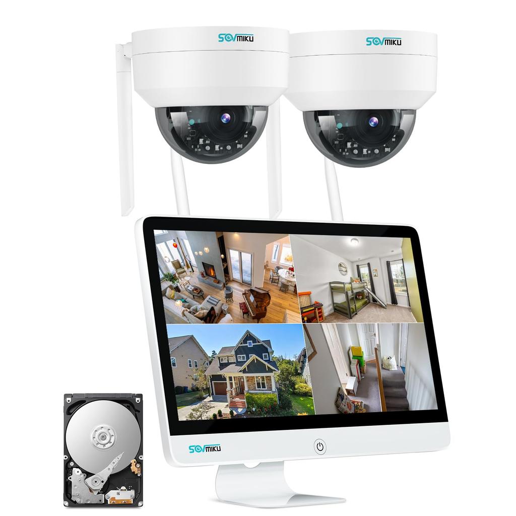 SOVMIKU 5 Megapixel Dome Camera Set of 1TB Waterproof Motion Audio AI Motion Camera No Power Construction Audio Luminous Night Color Video 2, Built-in