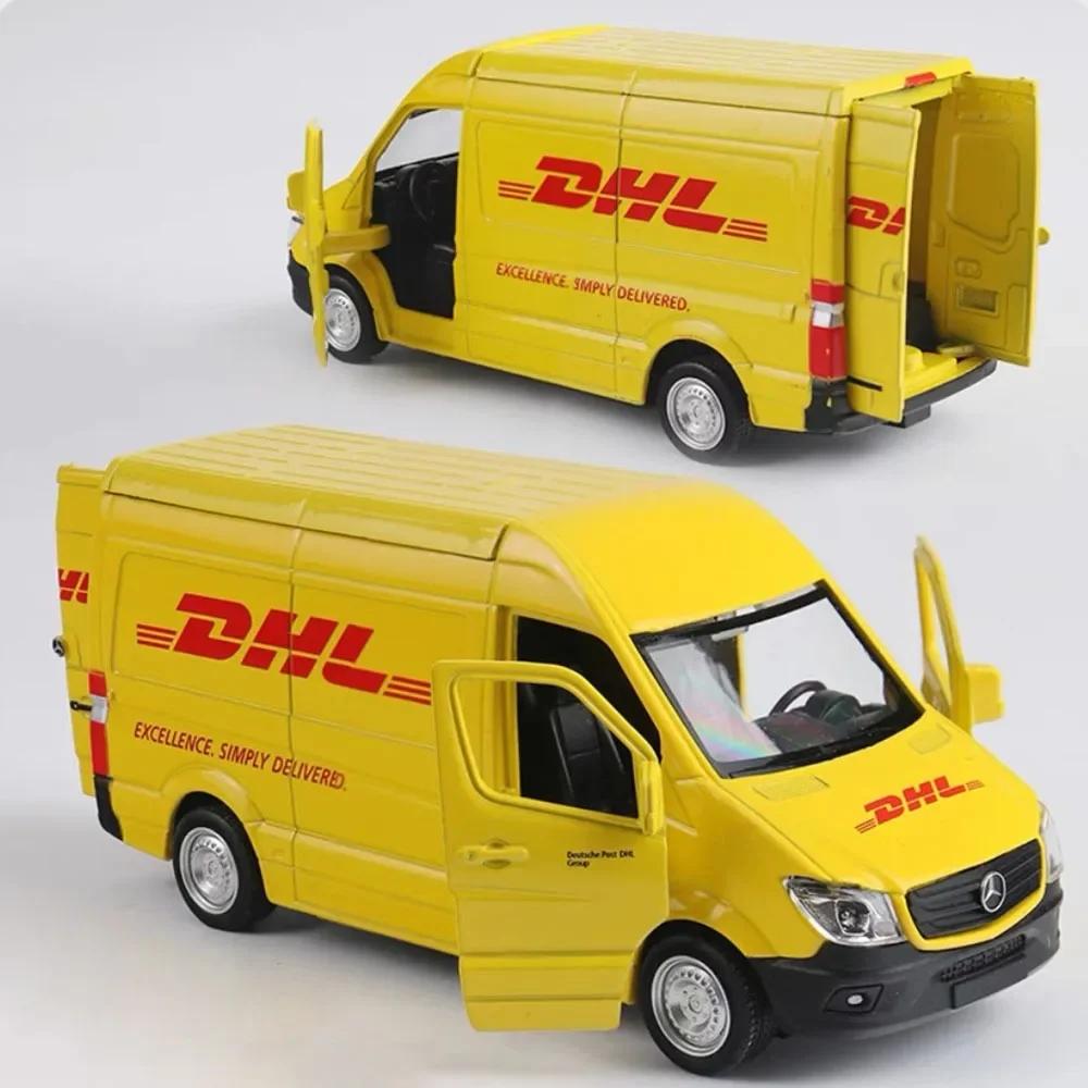 1/36 Benz DHL Express Delivery Truck Model Toy Sprinter MPV Business Vehicle Alloy Diecast Static Simulation Model for Boy Gifts