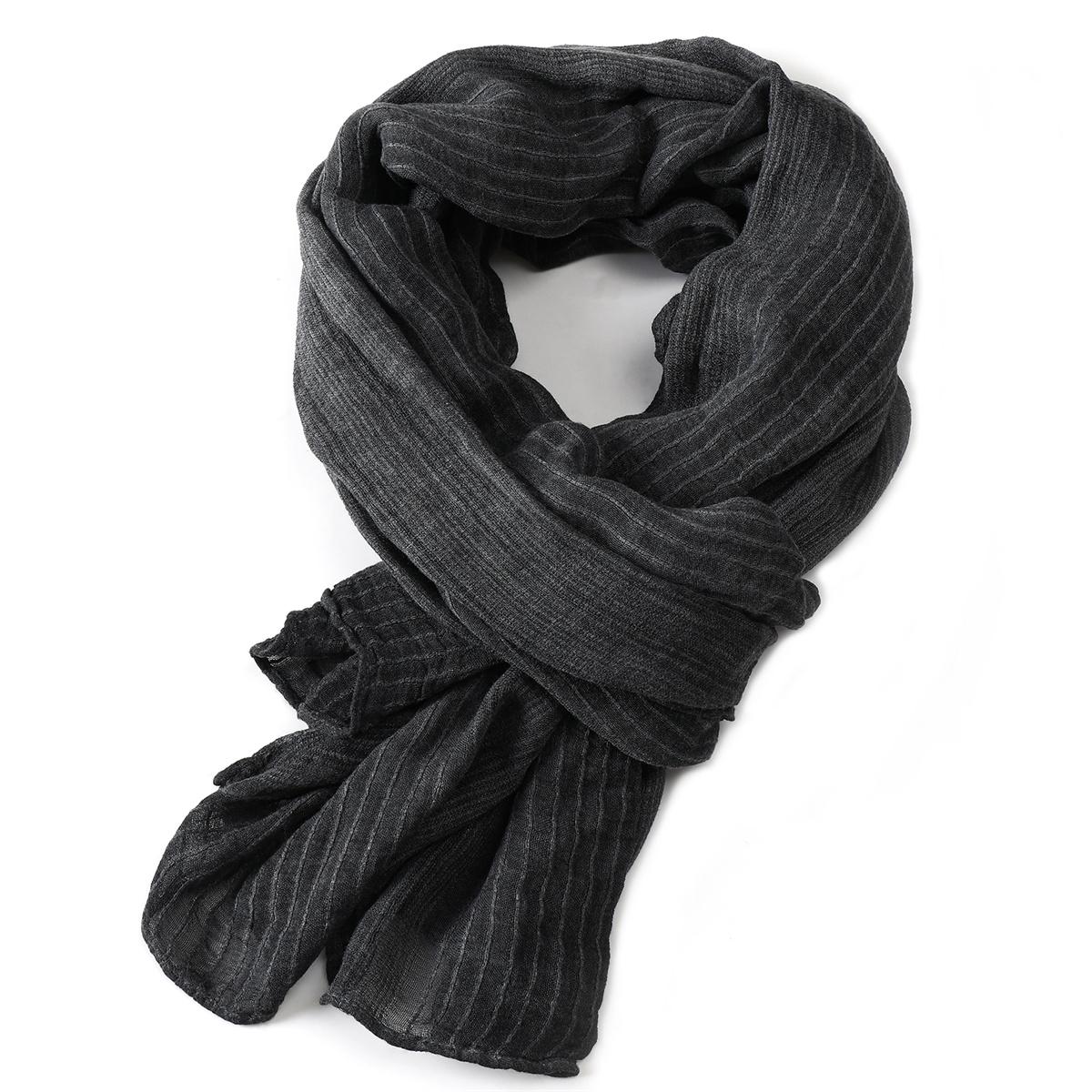 

Однотонные мужские шарфы из хлопка и льна, осенне-зимние теплые, с короткой бахромой, аксессуары для мужчин, пашмина, шаль