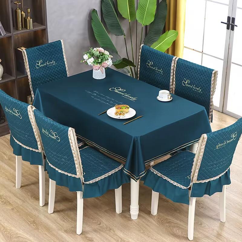4-season Universal Chair Cover Non Slip Dining Table Fabric  Modern Blue Minimalist One Piece  Chair Cover  Chair Tablecloth