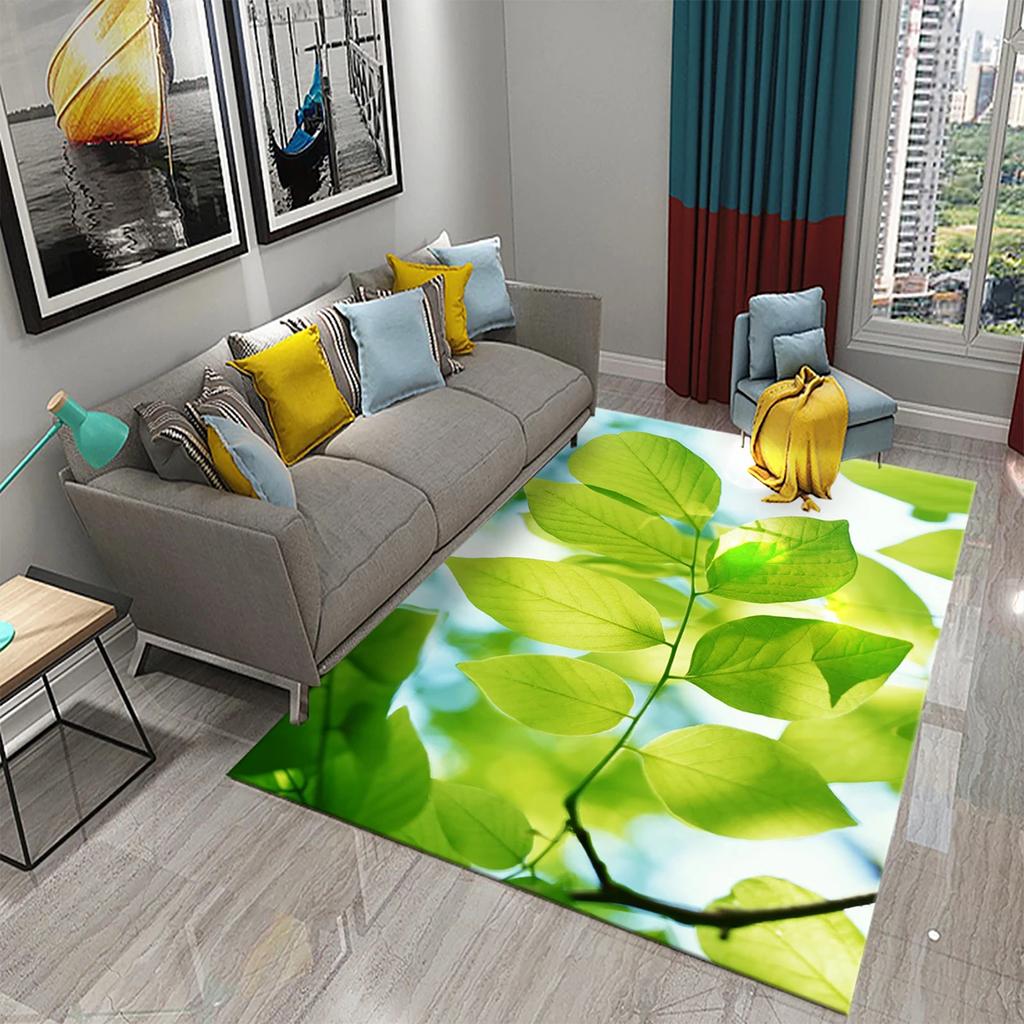 3D Colorful Leaves Carpet for Bathroom Entrance Door Anti-slip Floor Mat Kitchen Rug Mat for Living Room Bedroom Decor Area Mats