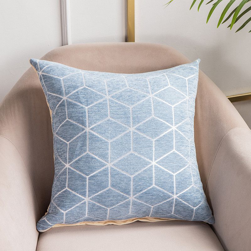 

Geometric Jacquard Cushion Cover Pillow Case Throw Home Sofa Decor Square Luxury синий