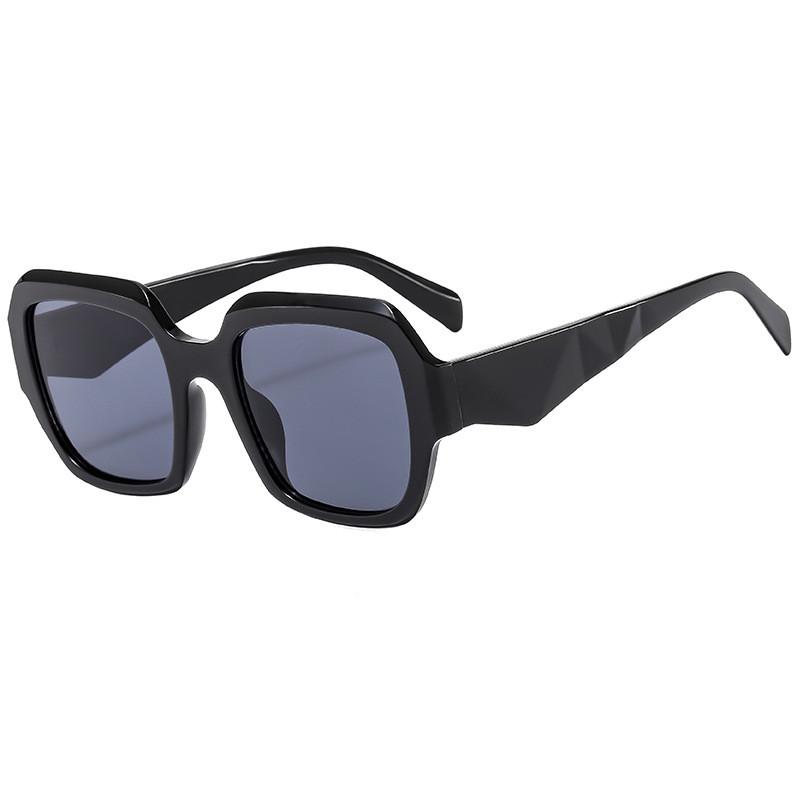 Geometric Style Oversized Sunglasses Uv400 Black Frame Round Glasses For Travel