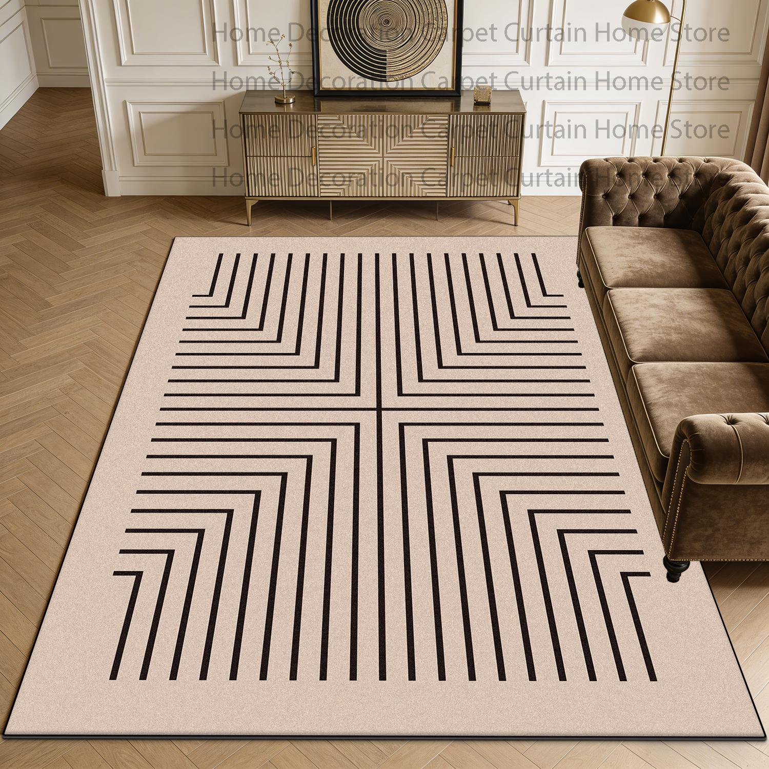 

Black White Light Luxury Carpets Geometric Living Room Decoration Bedroom Bedside Rugs Non-slip Large Area Floor Mat Washable 60x90cm