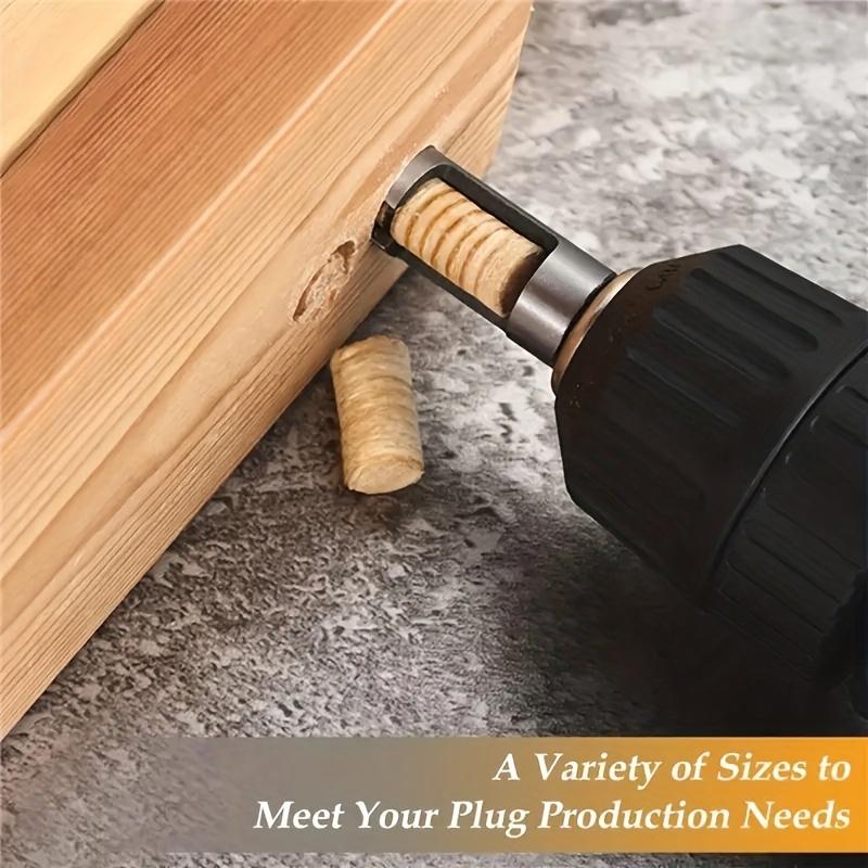 8-teiliges Holzlochstopfen-Schneider-Set - Schneidwerkzeug aus Kohlenstoffstahl für Holzbearbeitung Lochsägen-Schneiden (1/4 3/8 1/2 5/8)