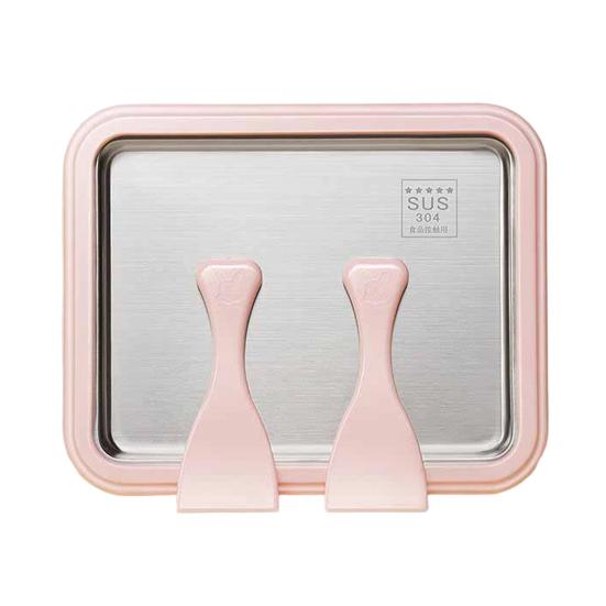 Fried Ice Machine Stainless Steel Large Freezing Tray with 2 Non-Stick Scrapers Fried Yogurt Maker