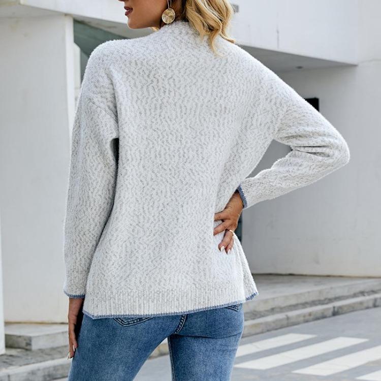 Autumn Winter Vintage Loose Knitwear Top Long Sleeve Solid Color Hooded V Neck Cardigan Sweater