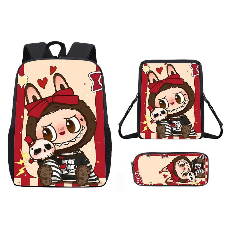 Christmas Backpack Cartoon Shoulder Bag Pencil Case Three Piece Set