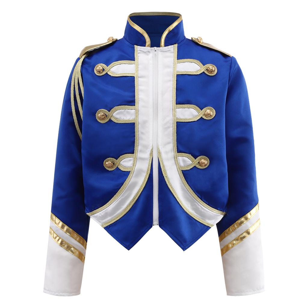Jungen Trompeten Ehrengarde Team Uniform Marschkapelle Jacke Kontrastfarbe Langarm Reißverschluss Mantel
